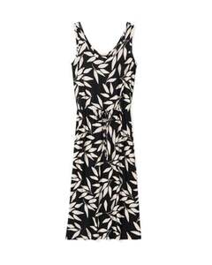Damen-Kleid Hope, ärmellos, Blätter schwarz