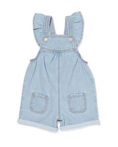 Baby-Latzhose mit Rüschen, Denim jeansfarben