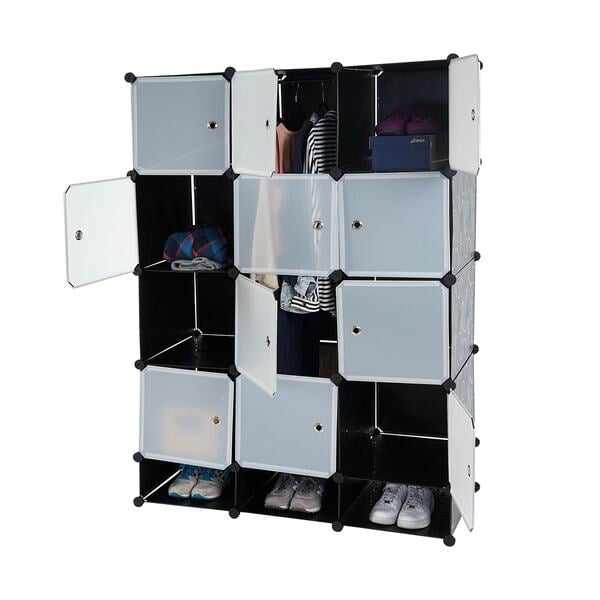 Bild 1 von Regalsystem Cairns T306, Steckregal Garderobe Kleiderschrank, 8 Boxen je 37x37x47cm schwarz