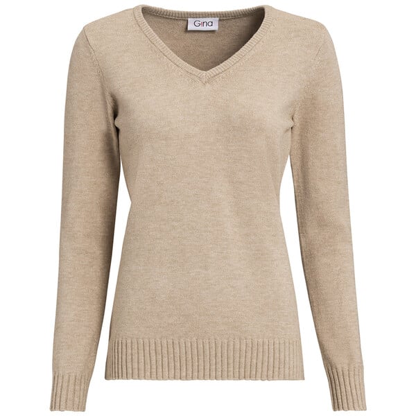 Bild 1 von Damen Feinstrickpullover mit V-Ausschnitt BEIGE