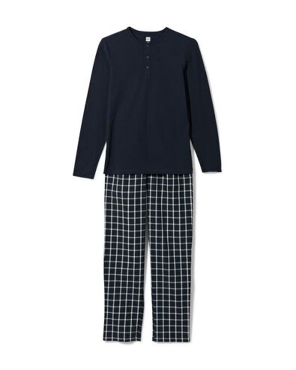 Bild 1 von Herren-Pyjama, Jersey/Popeline, Baumwolle, kariert dunkelblau