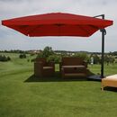 Bild 1 von Ampelschirm MCW-A96, Gastronomie, 3x3m (Ø4,24m) Polyester Alu/Stahl 23kg ~ Flap, bordeaux mit Ständer