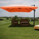Bild 1 von Ampelschirm MCW-A96, Gastronomie, 3x3m (Ø4,24m) Polyester Alu/Stahl 23kg ~ Flap, terracotta ohne Ständer, drehbar
