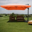 Bild 1 von Ampelschirm MCW-A96, Gastronomie, 3x3m (Ø4,24m) Polyester Alu/Stahl 23kg ~ Flap, terracotta mit Ständer