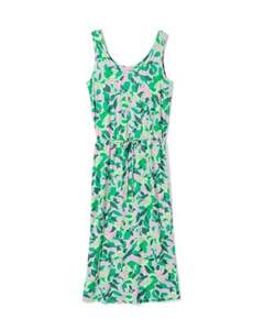 Damen-Kleid Hope, ärmellos, Blätter dunkelgrün