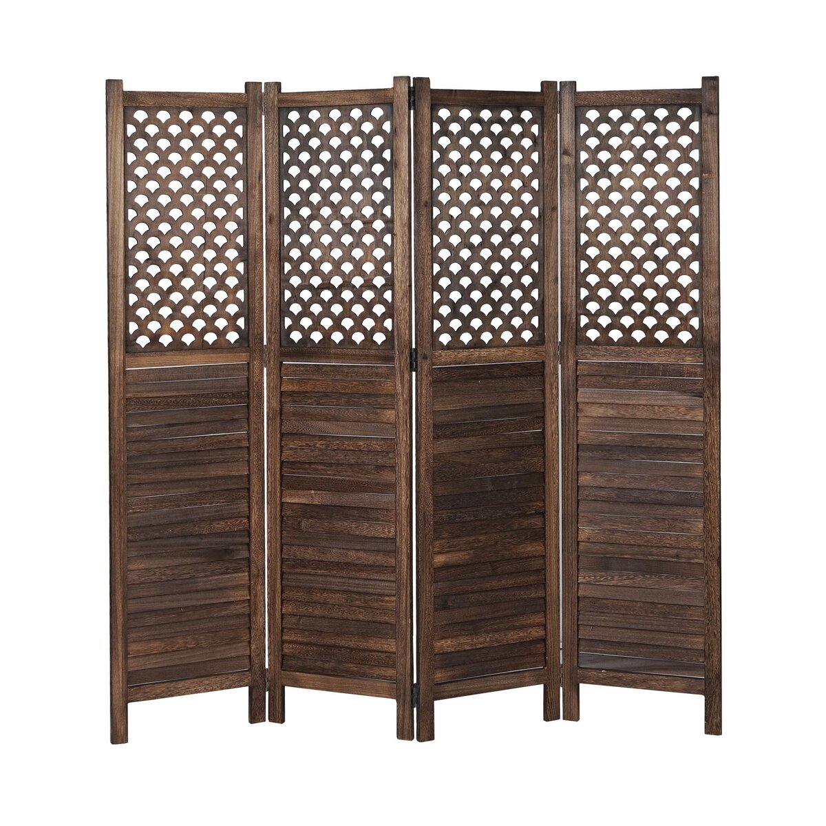 Bild 1 von Paravent MCW-A84, Raumteiler Trennwand Sichtschutz, Ornamente 170x161cm ~ braun