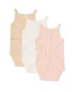 Bild 4 von 3er-Pack Baby-Bodys, mit Elasthananteil, gerippt beige