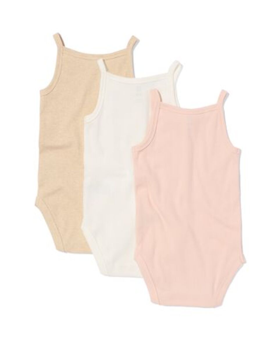 Bild 4 von 3er-Pack Baby-Bodys, mit Elasthananteil, gerippt beige