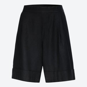 Damen-Bermudas mit Leinen-Anteil, Black