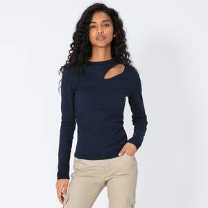 Damen-Langarmshirt mit Cut-Out, Dark-blue