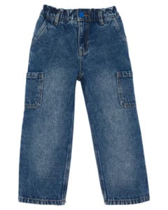 Cargo-Jeans mit weitem Bein, High-Waist, jeansblau dunkel