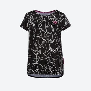 Damen-Funktions-T-Shirt mit Allover-Print, Black