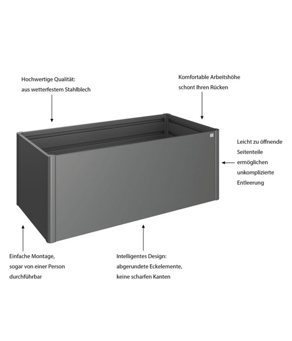 Bild 4 von Biohort Metall HochBeet 2x1, dunkelgrau-metallic, ca. B201/H77/T102 cm