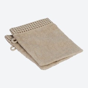 Frottee-Waschhandschuh, MODERN, 16x21cm, 2er-Pack, Light-brown