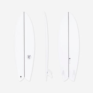 Surfboard 35 l 5'8 Zoll mit 2 Twin-Finnen - Fish 900 Weiß