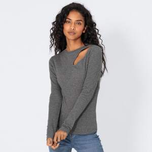 Damen-Langarmshirt mit Cut-Out, Dark-gray