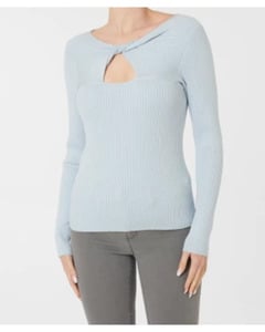 Pullover mit Knotendetail, Janina, gerippt, hellblau