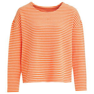 Damen Sweatshirt mit Wabenstruktur ORANGE / WEISS