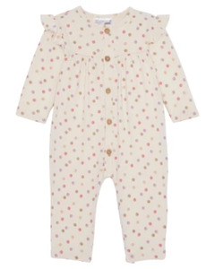 Newborn Strampler mit Punkten, Ergee, Knopfleiste, offwhite