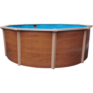 Summer Fun Stahlwand-Pool Set Holz-Dekor RIMINI Aufstellb. rund Ø 350 x 120cm