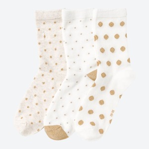 Damen-Socken mit Glitter, 3er-Pack, White