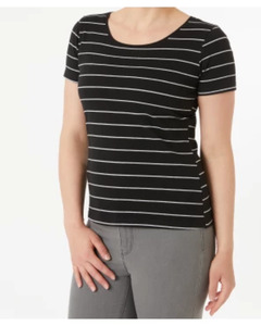 T-Shirt mit Streifen, Janina, Stretchanteil, schwarz/weiß