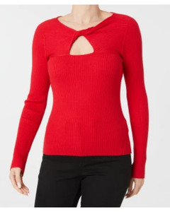 Pullover mit Knotendetail, Janina, gerippt, rot