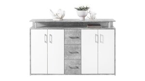 Highboard Betonoptik - weiß - 4-türig - 139 cm - DRIFT