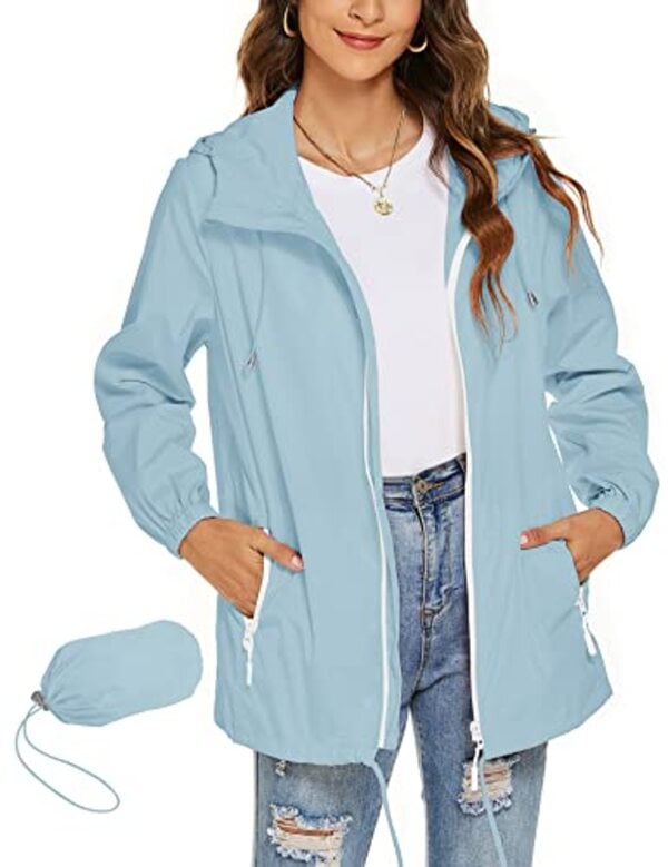 Bild 1 von Rapbin Damen Regenjacke Leicht Wasserdicht Regenmantel Windbreaker Dünne Packbar Reisen Fahrrad Regenjacken Windjacke