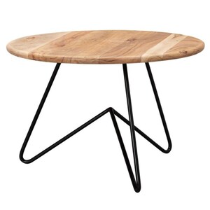 Couchtisch rund 60 cm Schwarz matt/ Akazie massiv