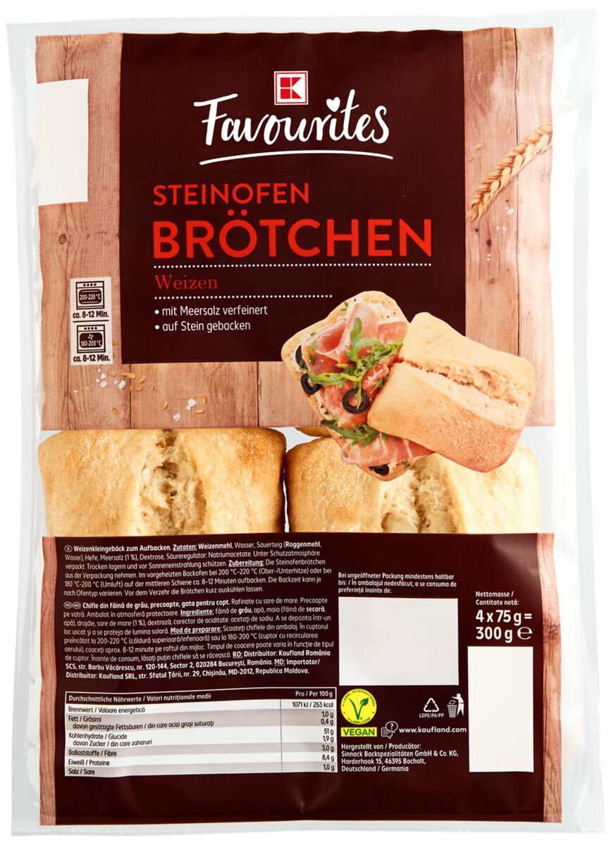 Bild 1 von K-FAVOURITES Steinofen-Brötchen, 4 St. = 300-g-Packg.