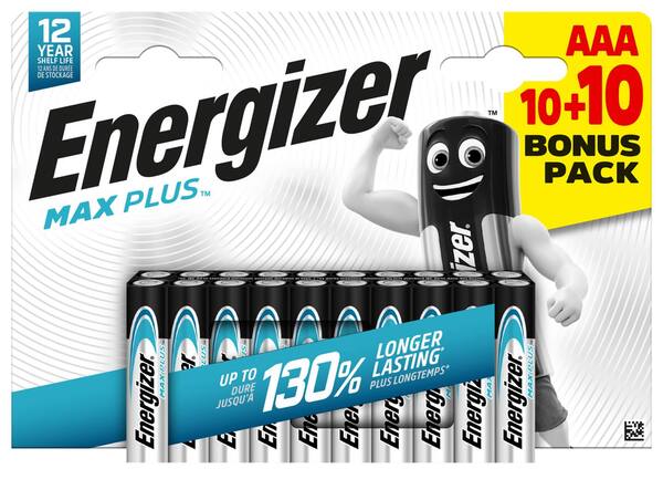 Bild 1 von ENERGIZER Alkaline-Batterien AAA »Max Plus«, 20-St.-Packg.