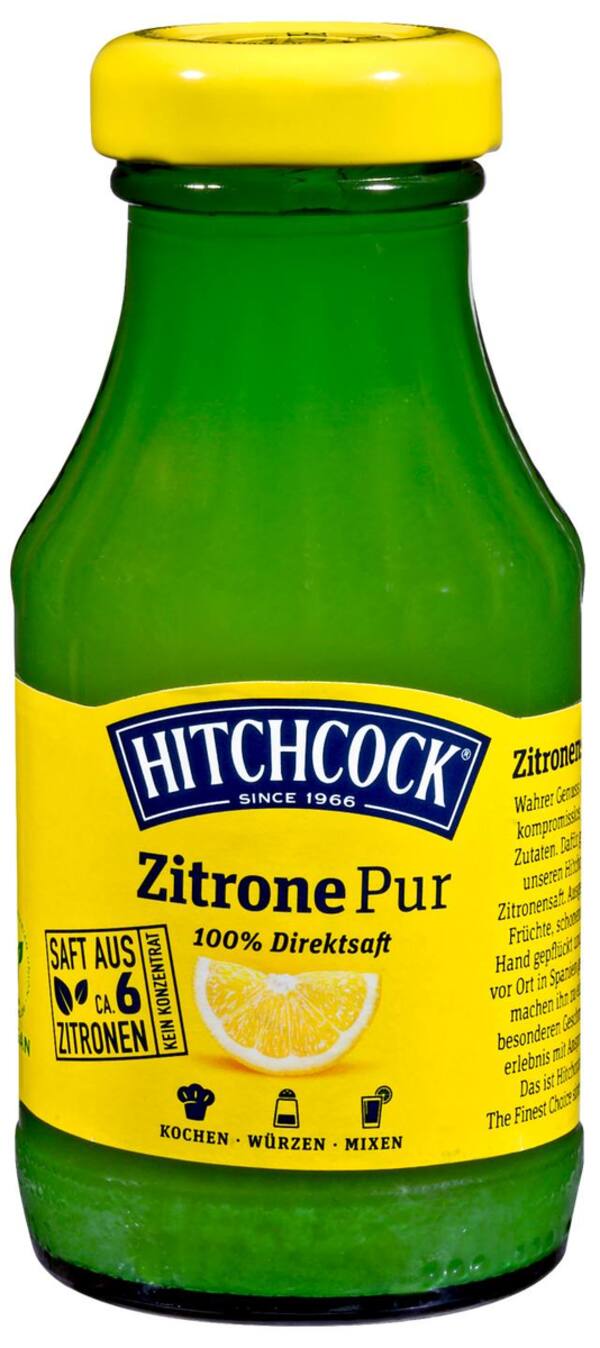 Bild 1 von HITCHCOCK Zitrone Pur oder Limette Pur, 0,2-l-Fl.