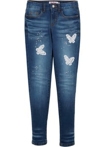 Mädchen Jeans mit Schmetterlings-Applikation, 164, Blau