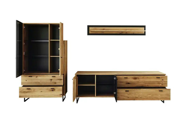 Bild 2 von Woodford Wohnkombination  Arezzo ¦ holzfarben ¦ Maße (cm): B: 309 H: 186 T: 50 Wohnwände - Möbel Kraft