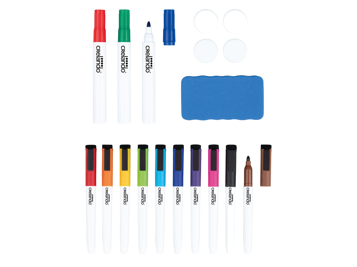 Bild 1 von crelando® Whiteboard-Set / Whiteboard Stifte-Set, trocken abwischbar