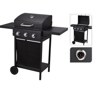 Vaggan BBQ Gasgrill mit 3 Brennern schwarz