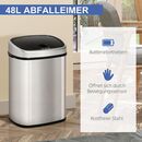 Bild 4 von Automatik Mülleimer Abfalleimer mit Infrarotsensor Kücheneimer 48L Silber L40,5 x B29,5 x H57 cm