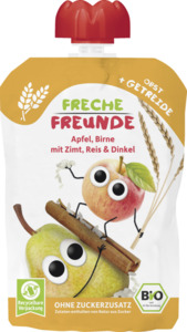 Freche Freunde Bio Quetschie Apfel, Birne mit Zimt, Reis & Dinkel, 100 g