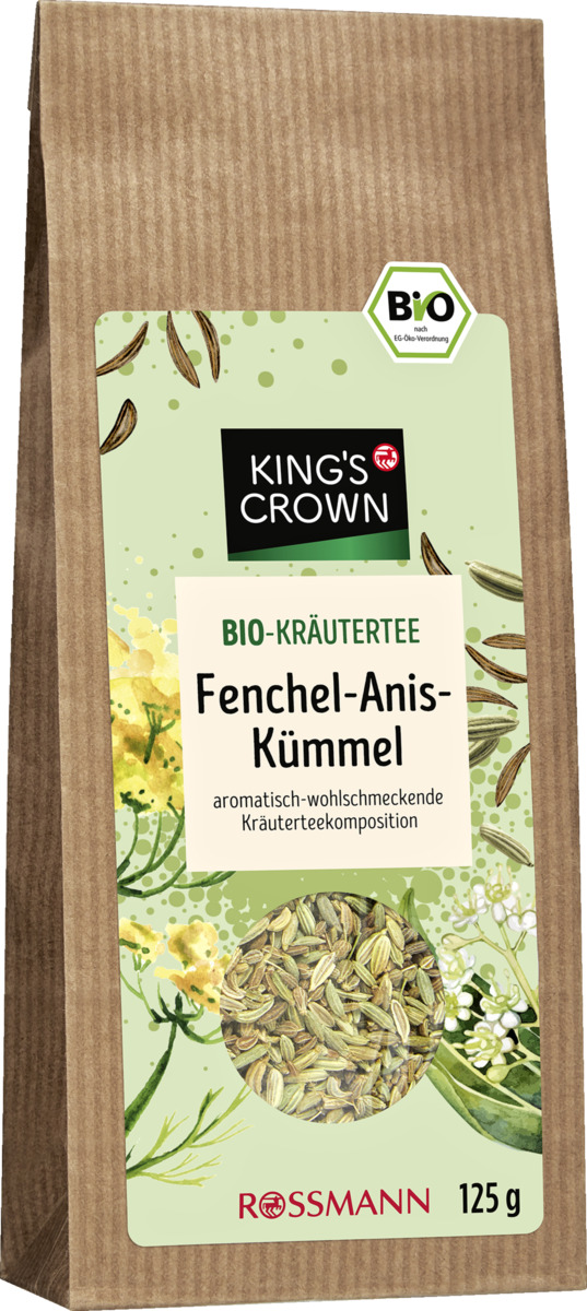 Bild 1 von KING'S CROWN Bio Kräutertee Fenchel-Anis-Kümmel, 125 g