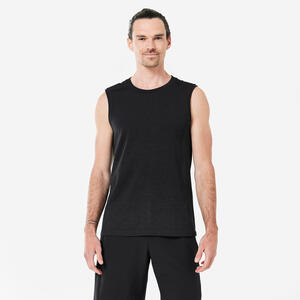 Tank-Shirt Herren für dynamisches Yoga nahtlos - schwarz