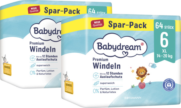Bild 2 von Babydream Premium Windeln Monatspack XL Gr. 6, 128 Stück, 14-20 kg