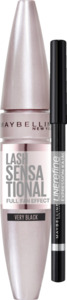 Maybelline New York Lash Sensational Voller-Wimpern-Fächer Mascara Very Black mit gratis Expression Kajal Eyeliner 33 Bl