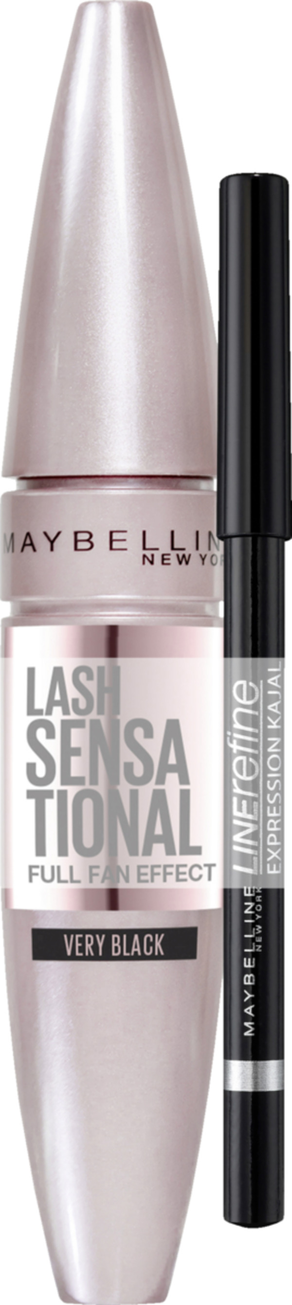 Bild 1 von Maybelline New York Lash Sensational Voller-Wimpern-Fächer Mascara Very Black mit gratis Expression Kajal Eyeliner 33 Bl