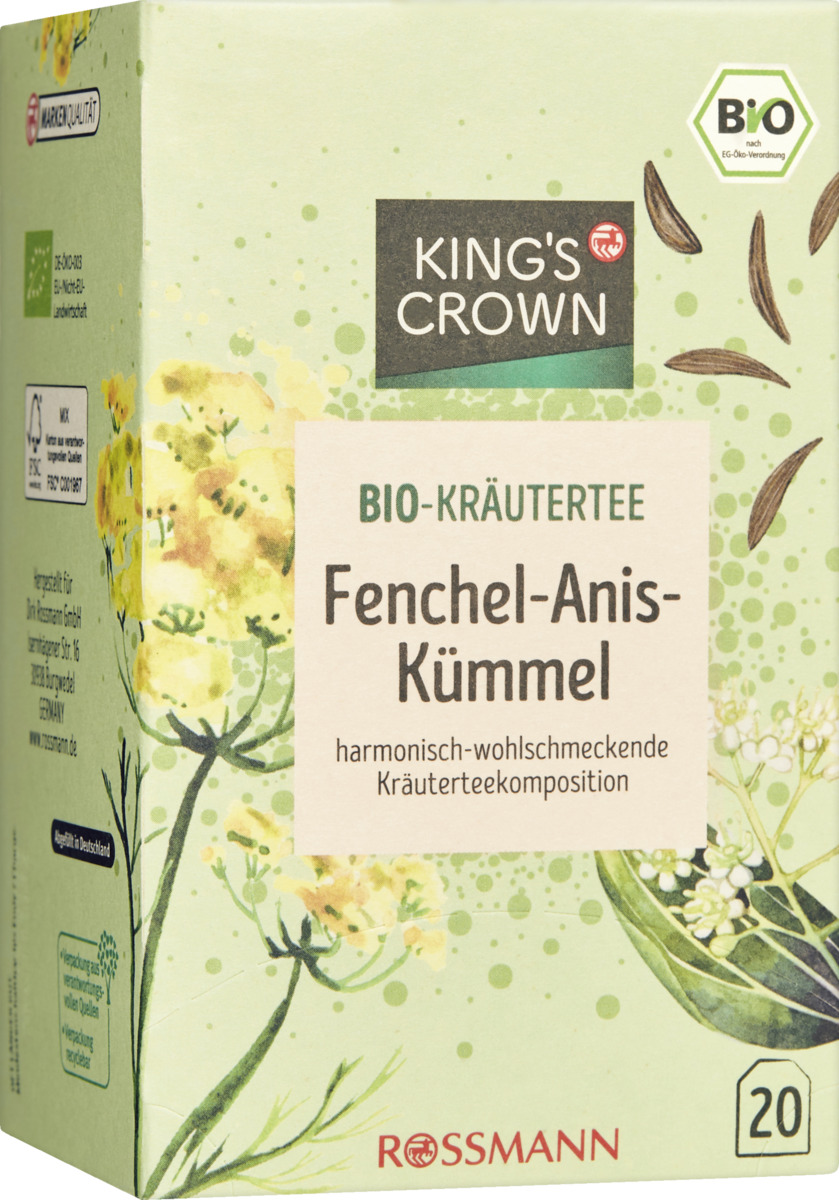 Bild 1 von KING'S CROWN Bio Kräutertee Fenchel-Anis-Kümmel, 40 g