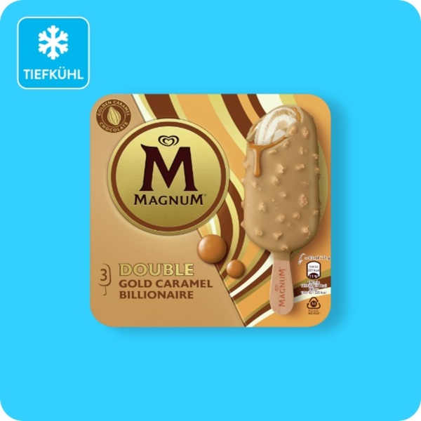 Bild 1 von LANGNESE Magnum-Stieleis, Double-Gold-Caramel-Billionaire