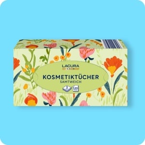 LACURA Kosmetiktücher, Boxen in versch. Designs