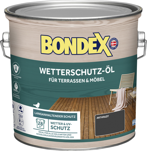 Bild 1 von Bondex Wetterschutzöl 2,5 L anthrazit