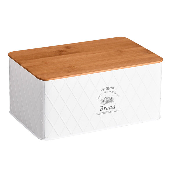 Bild 1 von Kesper Brotbox Metall weiß Bambusdeckel FSC 100%