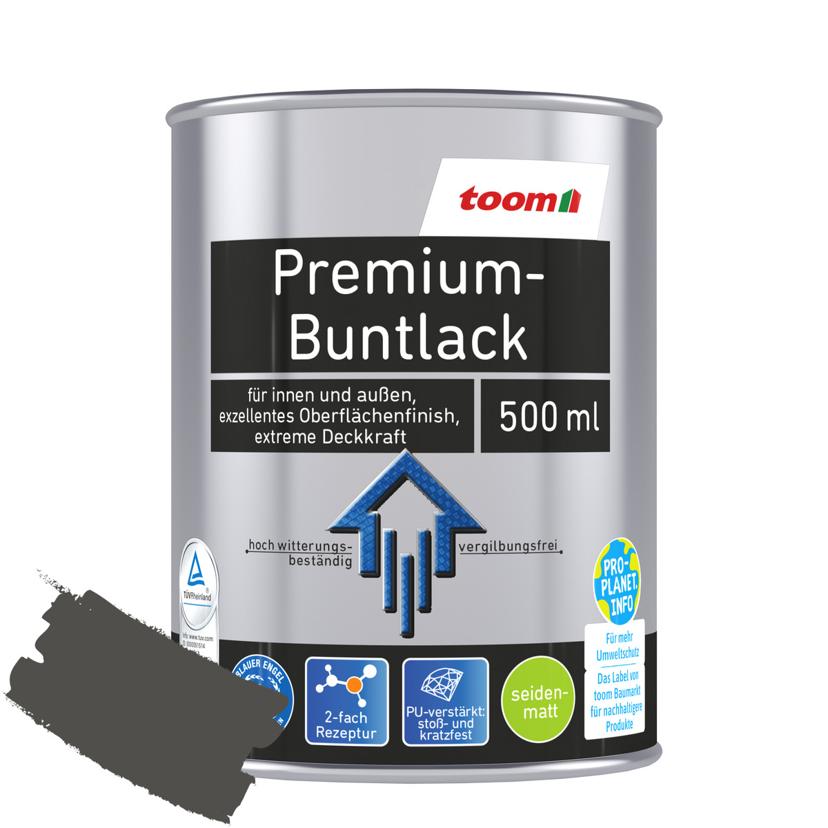 Bild 1 von toom Premium-Buntlack silberfarben seidenmatt 500 ml